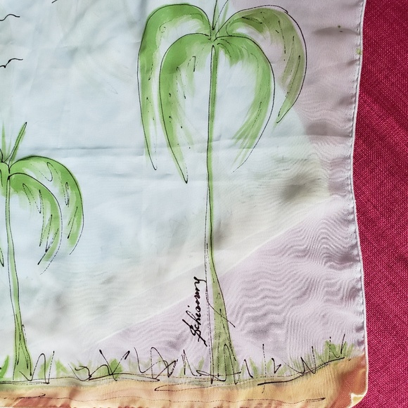 Hand Painted scarf / wrap Beautiful Palms Blue Sky - Picture 2 of 7
